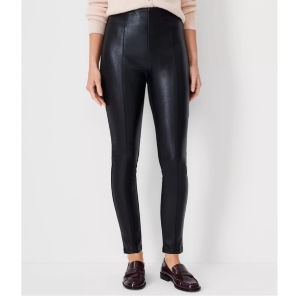 Ann Taylor Faux Leather Side Zip Pants - Picture 1 of 6